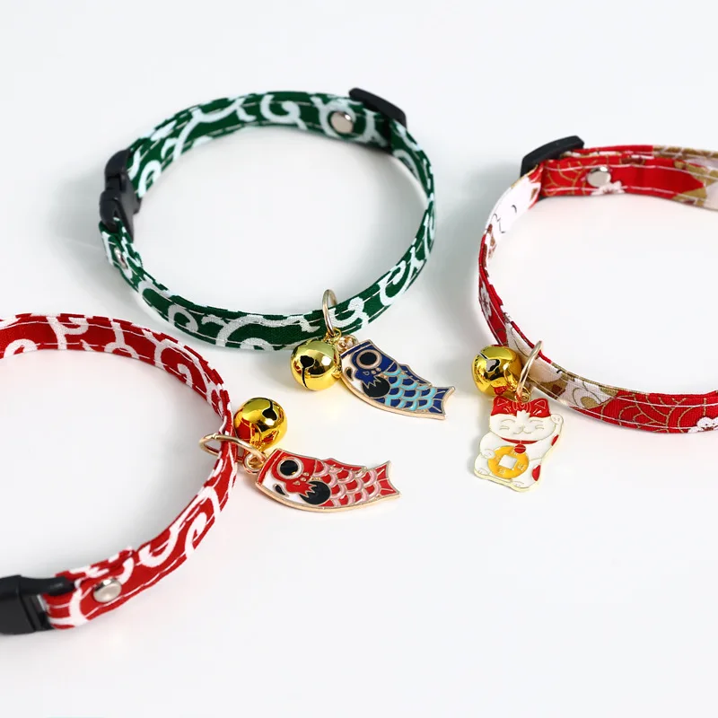 

Adjustable Koi Bell Pendant Lucky Cat Collar Japanese Necklace Accessories Pet Products dog supplies puppy accessories