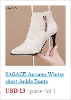 SAGACE hot women boots New Fashion Leopard-Printed Short Plush Winter Warm Shoes High-Heeled Slip-On Ankle Boot mujer#35