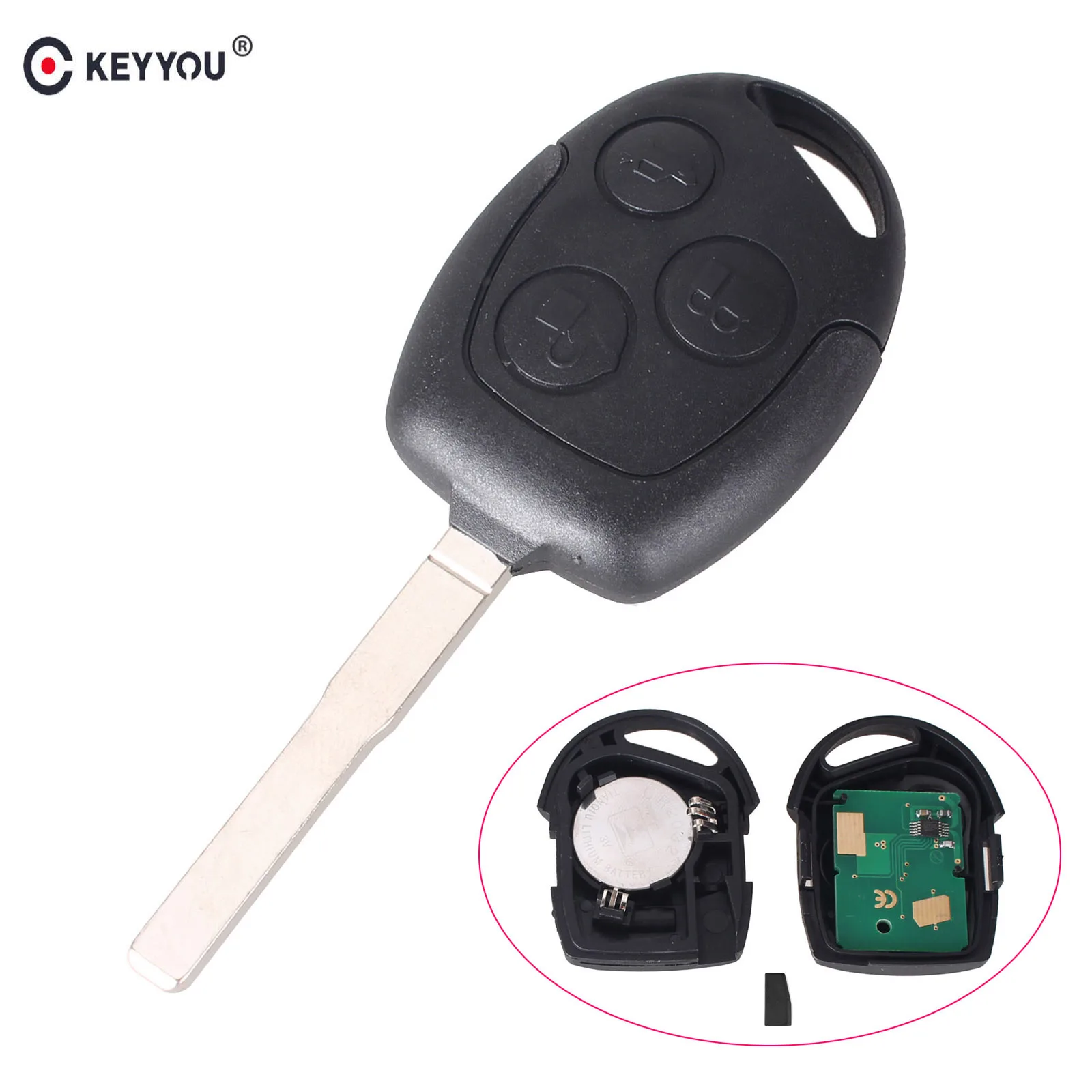 Пульт дистанционного управления KEYYOU с 3 кнопками 433 МГц для Ford Focus Fiesta Fusion C Max Mondeo