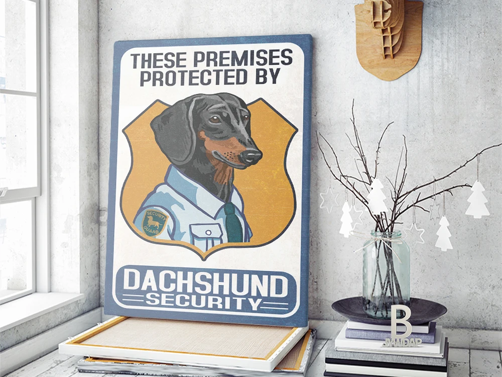 Винтажная животная Картина на холсте такса охранная собака знака стена