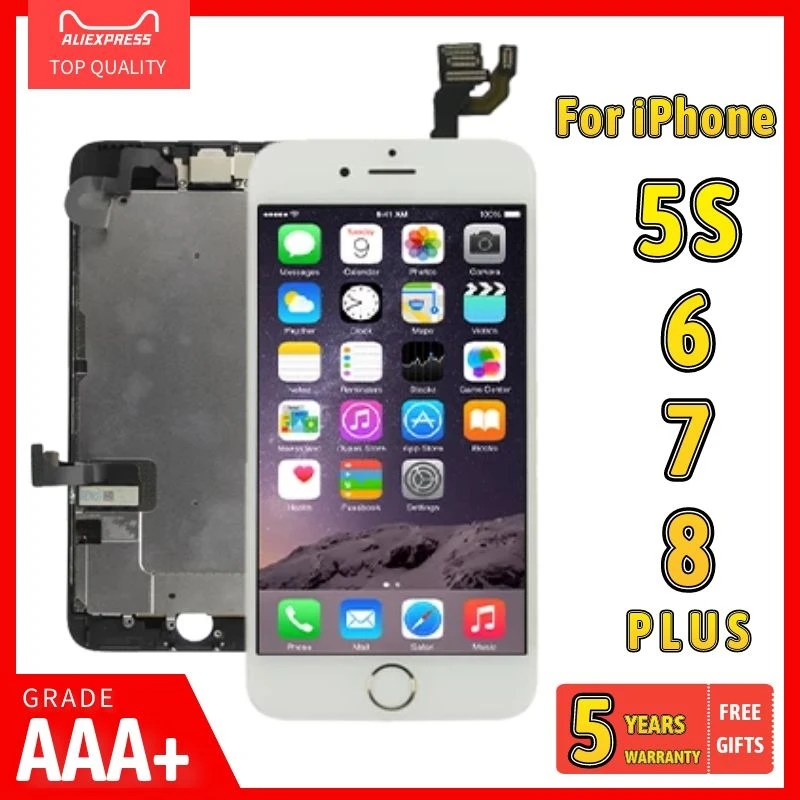 

AAA полный комплект экрана для iPhone 6 6S 7 8 Plus 5S ЖК-дисплей сенсорный дигитайзер сборка Полная замена фронтальная камера + набор инструментов