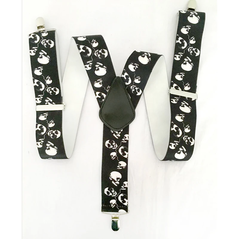 YSMILE Y модные подтяжки с принтом черепа 3 зажимами индивидуальные Подтяжки 5 см