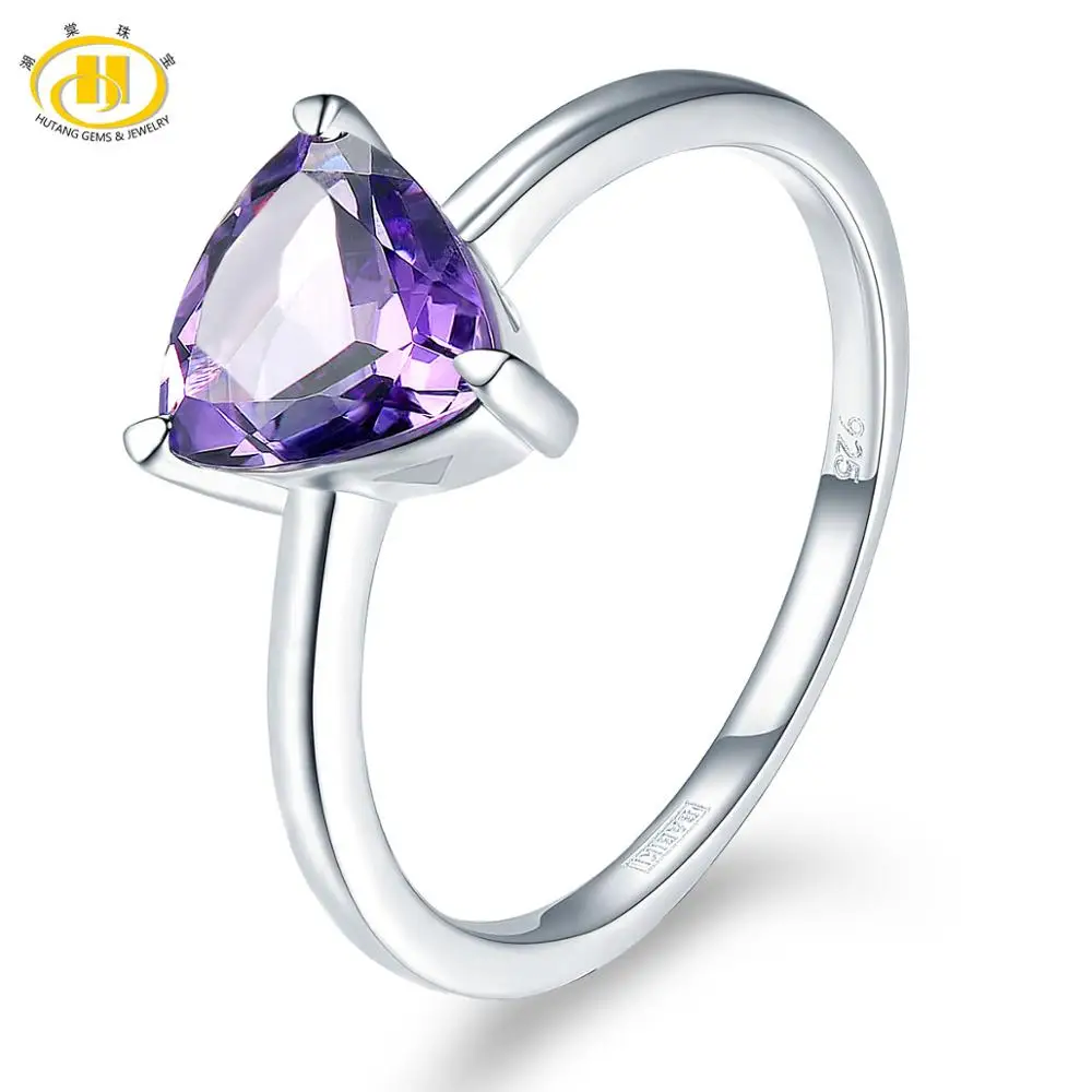 Amethyst Hutang обручальное кольцо натуральный драгоценный камень розовый кварц Твердые 925 пробы серебро ювелирные изделия рождественские подарки подарок Размер - Цвет камня: Amethyst