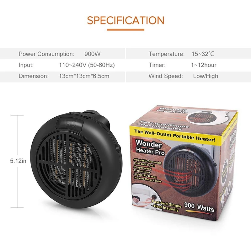 Обогреватель вентиляторный Штепсель 900 Вт мини обогреватель персональный с