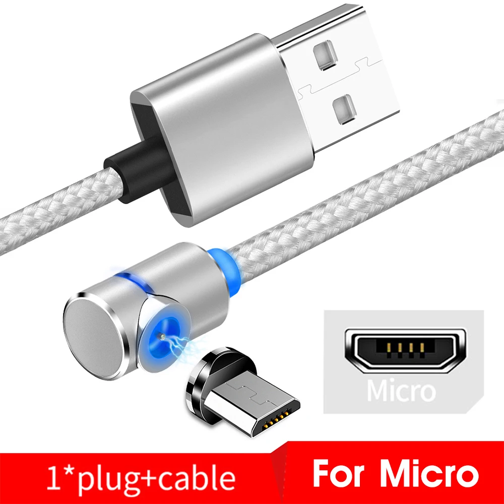 Магнитный usb кабель для зарядки для iPhone, быстрая зарядка, кабель для Android, Магнитный провод для samsung, Micro usb type C, кабель для зарядки, шнур для передачи данных - Цвет: Silver For Micro USB