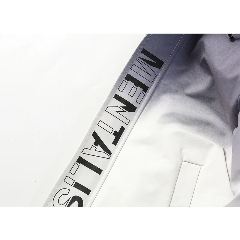 

Spring Autumn Letter Casual Jacket Men Streetwear Gradient Color Hooded Jackets Men Size M-3XL Hip Hop Patchwork Windbreaker