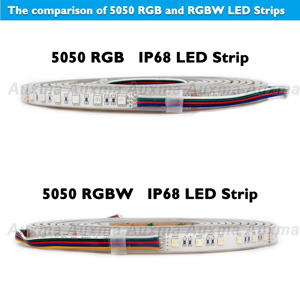 5050 Светодиодная лента RGB/RGBW 4в1 60 Светодиодный s/m IP68 300 светодиодный s/катушка, 5 метров/катушка DC12V/24 В силиконовый наружный водонепроницаемый CRI90, для ванны сада