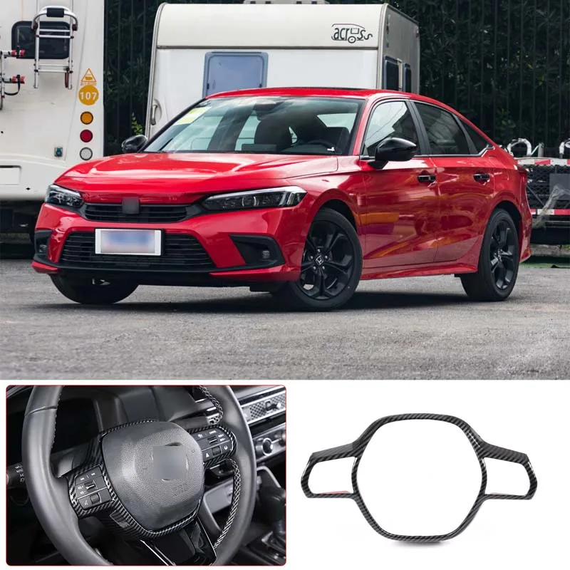 

For 2022 Honda Civic ABS carbon fiber car steering wheel decorative frame cover sticker car interior decoration accessories