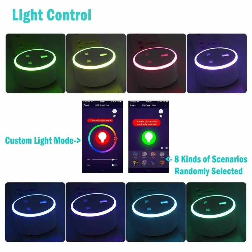 

RGB Smart WiFi US Plug Remote Switch Power Socket 2G/3G/4G Timer Outlet Switch Power Remote Socket for Amazon Alexa/Google Home