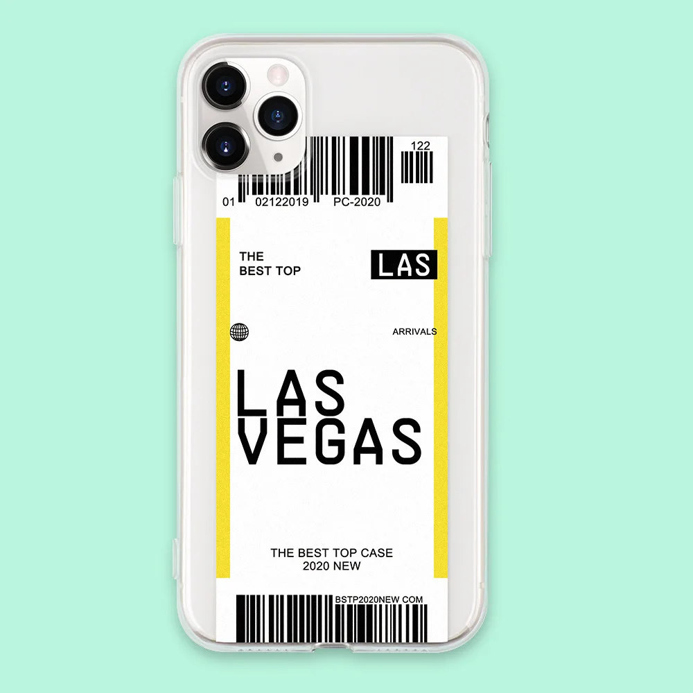 

Hot New York Los Angeles City Air Ticket Phone Cases For iPhone 12 Pro Max Mini 11 Pro XR XS MAX 8 X 7 Plus Soft TPU case