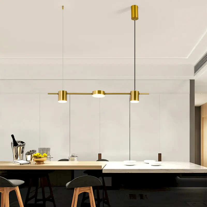 

Gold or Black Simple LED Chandelier Modern Kitchen island Long Hanging Light Dining Bar Office Coffee Restaurant Pendant Lamp