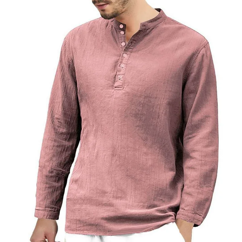 

2021 New Men's Casual Blouse Cotton Linen Shirt Loose long Sleeve Tee Shirt Spring Autumn Summer Casual Handsome Men Shirt