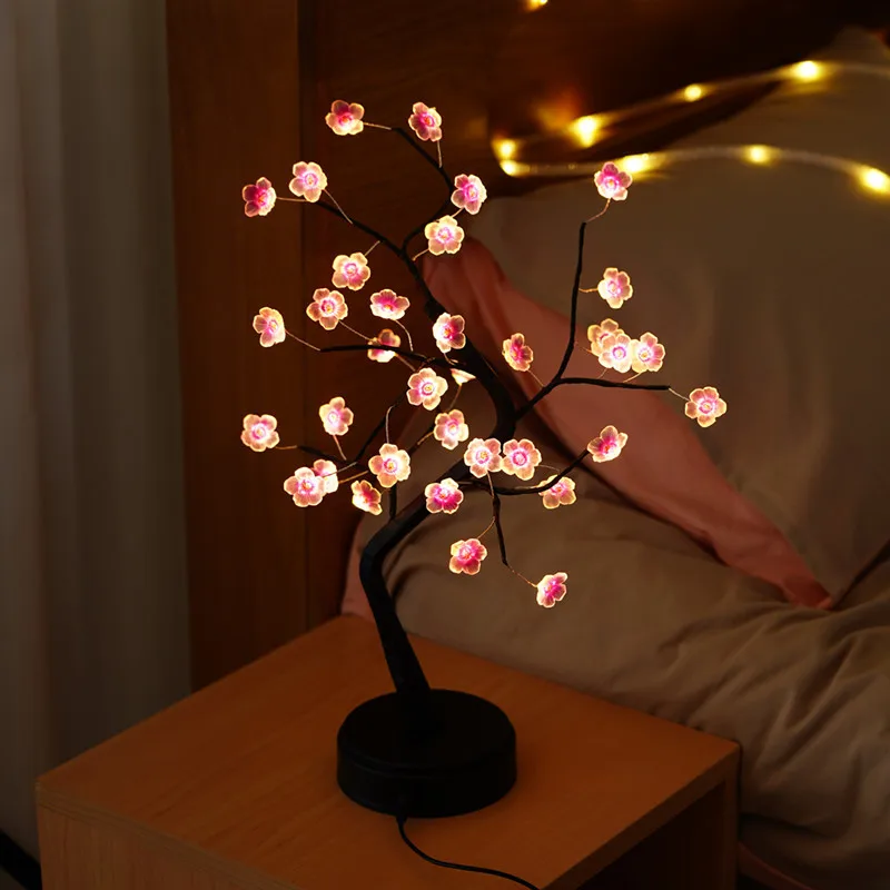

Светодиодный ночник с медной проволокой, сказосветильник светильник на дерево, украшение для дома, ночник с питанием от USB, прикроватная нас...