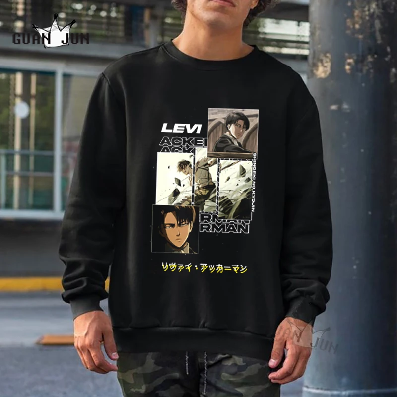 

2021 Anime Attack on Titan Hoodie for Men Women Long Sleeve Anime Manga Levi Ackerman Hoodie Japanese Streetwear Pullover Tops