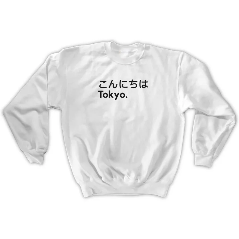 Hello Tokyo/Женская толстовка с японским аниме пуловер Moletom Feminino повседневная Осенняя