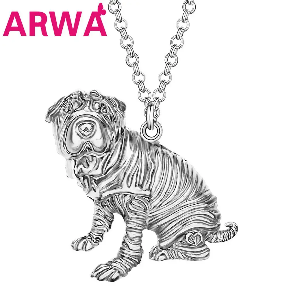 ARWA сплав античное серебряное покрытие Shar Pei Подвеска для ожерелья собак цепь