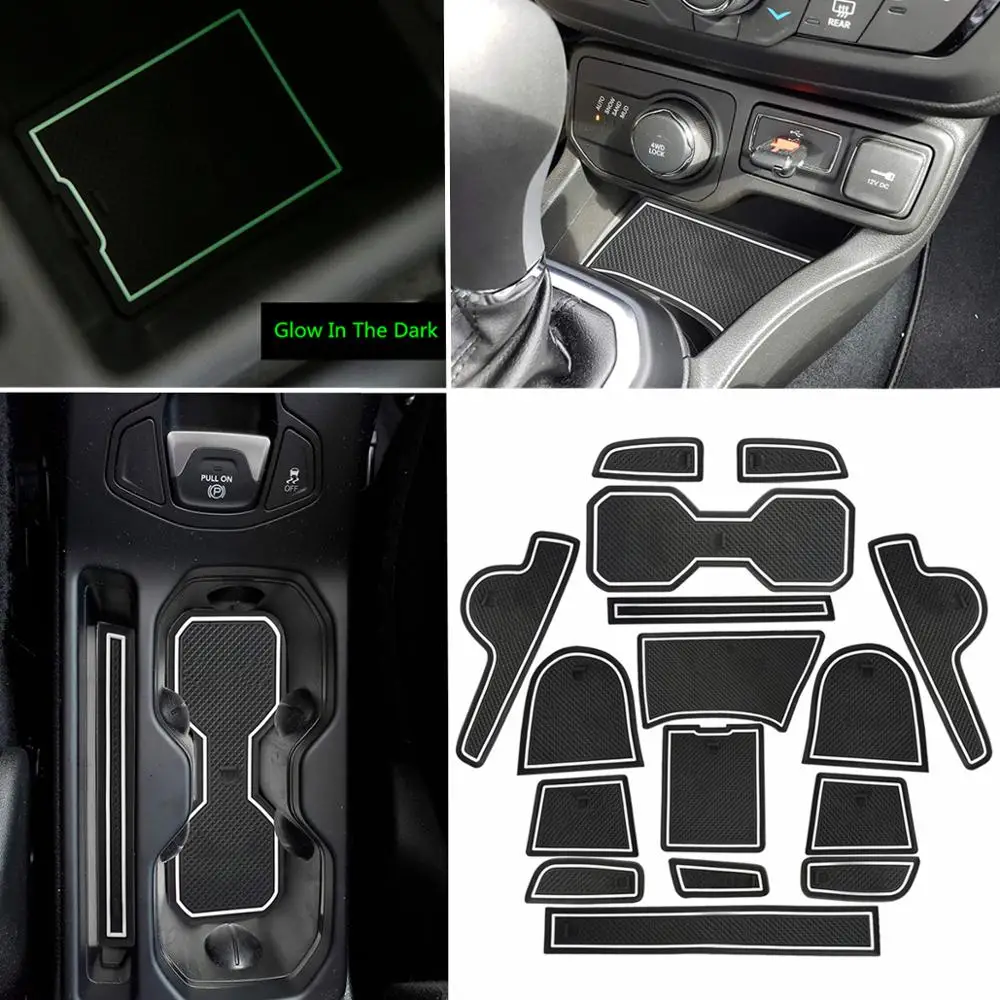 For Jeep Renegade 2018 2019 Interior Accessories Cushion Non-Slip Gate Slot Pad Cup Mat Door Red / White (Glow in dark) | Автомобили и