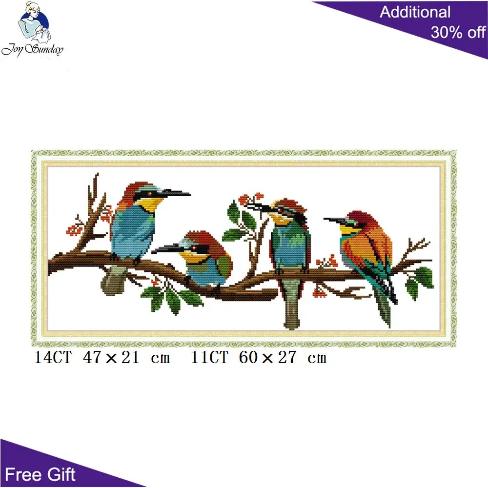 

Joy Sunday Branch Birds DA540 Counted and Stamped Home Decor Animal Needlework Needlepoints Embroidery DIY Cross Stitch kits