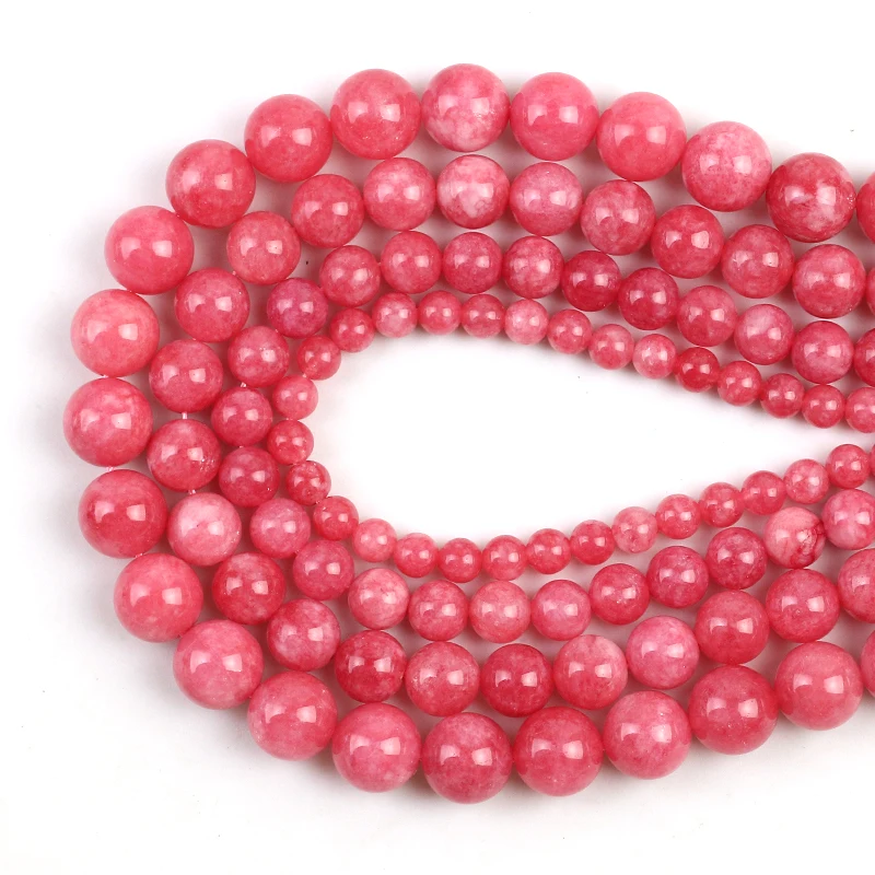 

Red Rhodochrosite Natural Angelite Stone Beads Smooth Round Loose Spacer Beads 15" 6/8/10/12mm For Jewelry Making DIY Bracelet