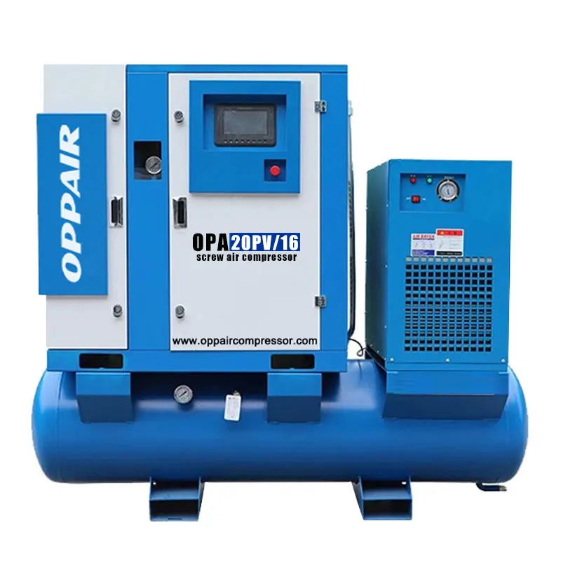 

8-10 Bar 15KW 2.4 m^3/MIN Screw Air Compressor with Tank and Refrigerated Dryer 7-50 Hp 116-145 PSI