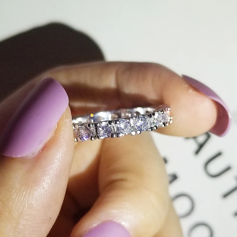 2021 Новый Мода однорядные круглый 925 пробы Серебряное обручальное кольцо для