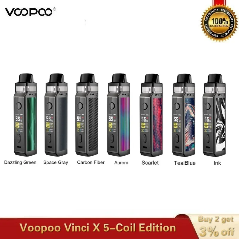 Оригинальный набор VOOPOO VINCI X Pod работает от одной батареи 18650 с двойной катушкой