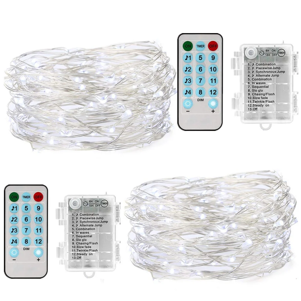 Battery Operated Sound Activated LED Music String Lights 5M 10M Silver Wire Garland Home Christmas Wedding Party Decoration | Освещение