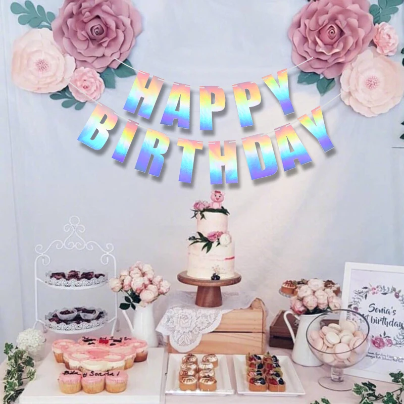 Баннер с лазерными буквами Ins на день рождения цветная бумажная гирлянда для