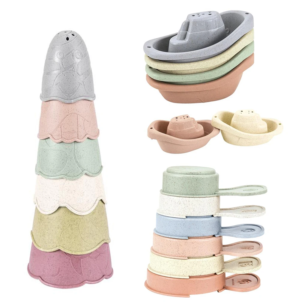 

6X Nesting Stacking Cups Building Tower Stack Up Cups Toy Game for Toddlers
