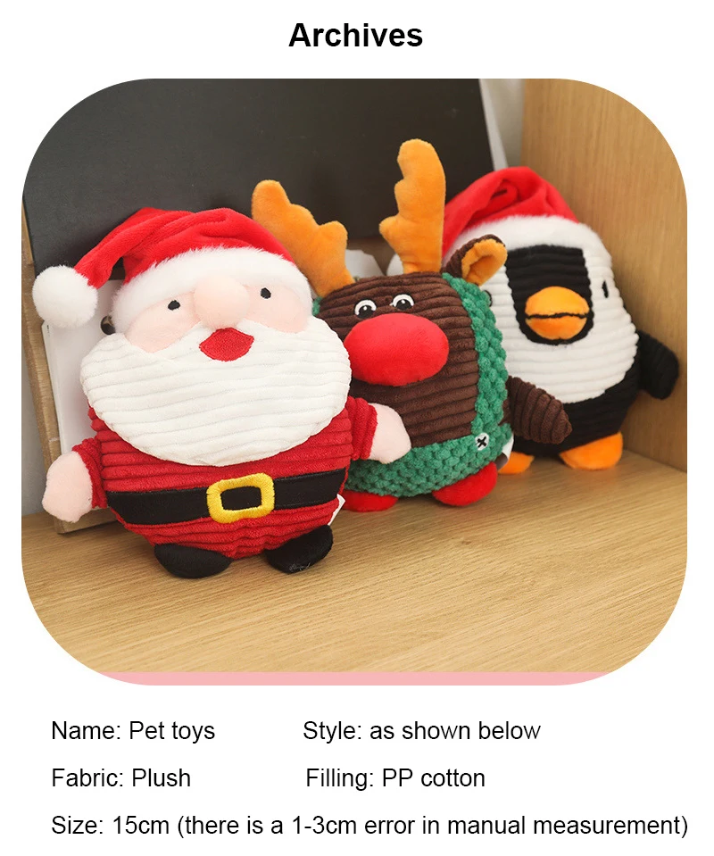 

Christmas Pet Dog Toys Santa Claus Toys Chew Squeaker Pet Plush Toys For Dogs Cute Biting Rope Sound Toys Pet Cat Doll