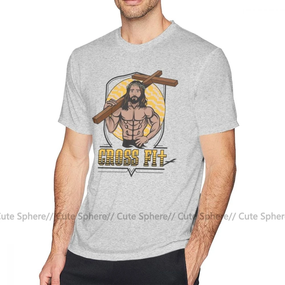 Христианская футболка Jesus CrossFit, футболка с коротким рукавом, Мужская футболка, модный принт, потрясающая хлопковая ХХХ футболка - Цвет: Gray