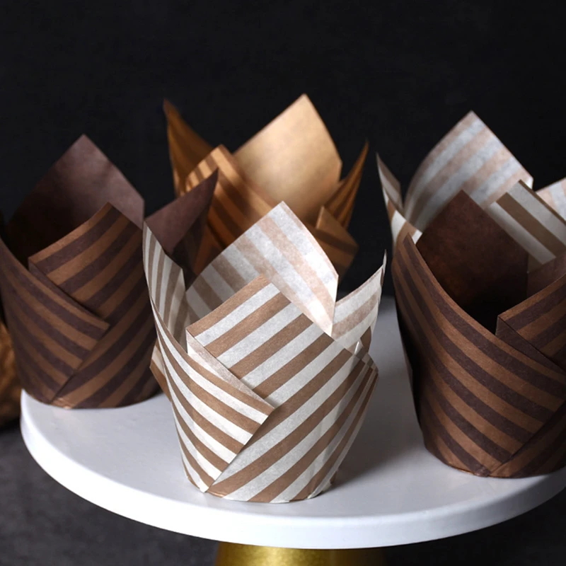 

100Pcs Tulip Muffin Cupcake Paper Cups Oilproof Cupcake Liner Baking Muffin Box Cup Cake Decorating Tool Muffin Wrap Cases