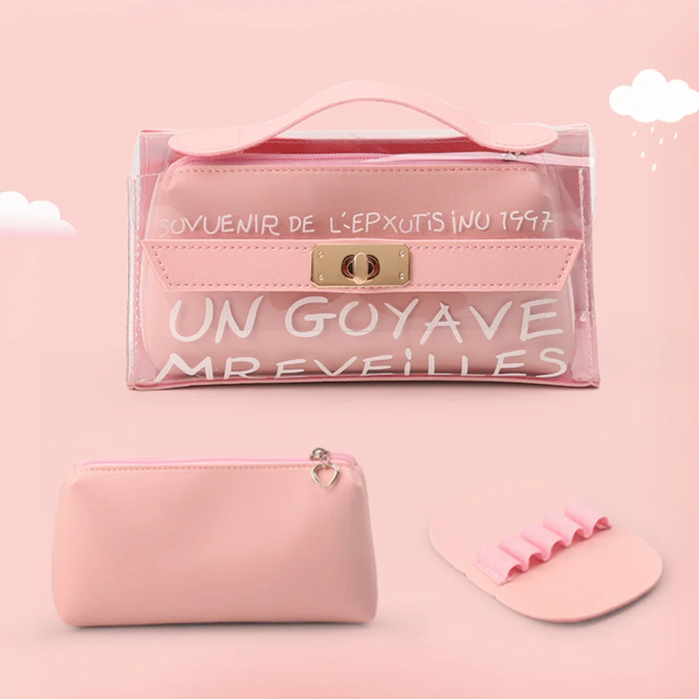 Офисная Милая прочная сумка PU кожаный пенал прозрачный Органайзер подарок