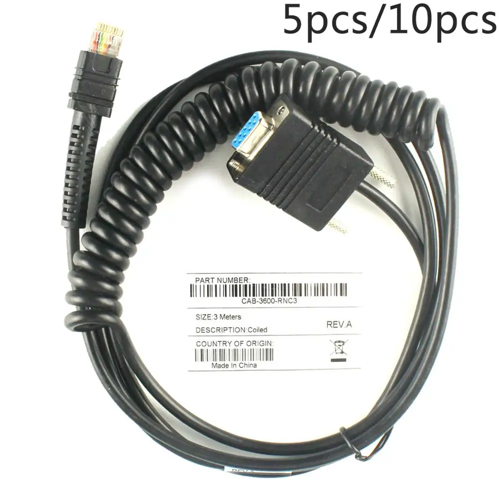 5 шт./10 шт. новый в 3 м RS232 серийный спиральный кабель для Zebra DS3608 DS3678 LI3608 LI3678 сканера