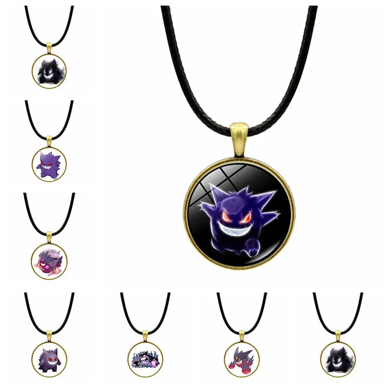 

Anime Pokémon Gengar Full Zircon Pendant Necklace Pikachu Pokémon Haunter Action Figures Toys for Children Christmas Manga Toy