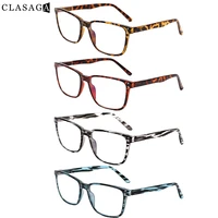 clasaga 4 pack classic retro plastic frame spring hinge presbyopia glasses mens and womens hd reader diopter 1 02 03 04 0