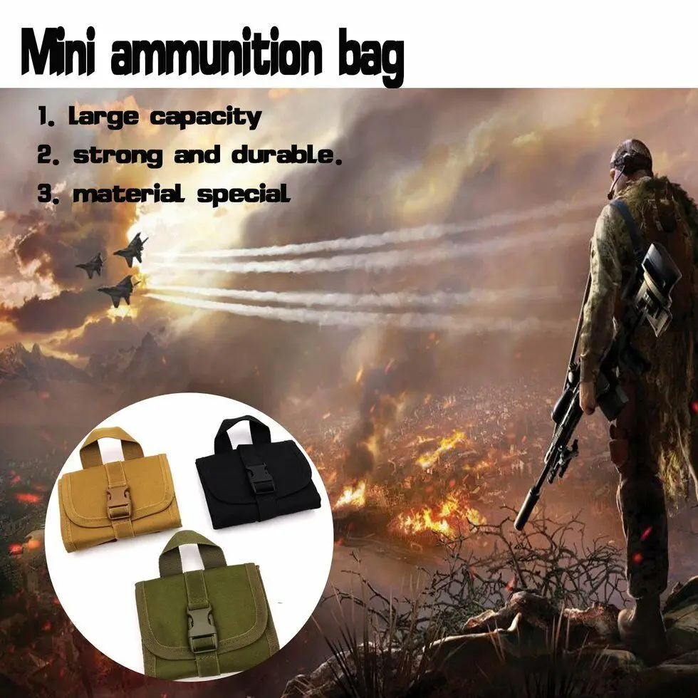 Hunting Tactical Multi-functional Tactics Molle Pouch Bag 14 Hole Airsoft Bandolier Bags Waist Bag 3 color For MINI Bullet