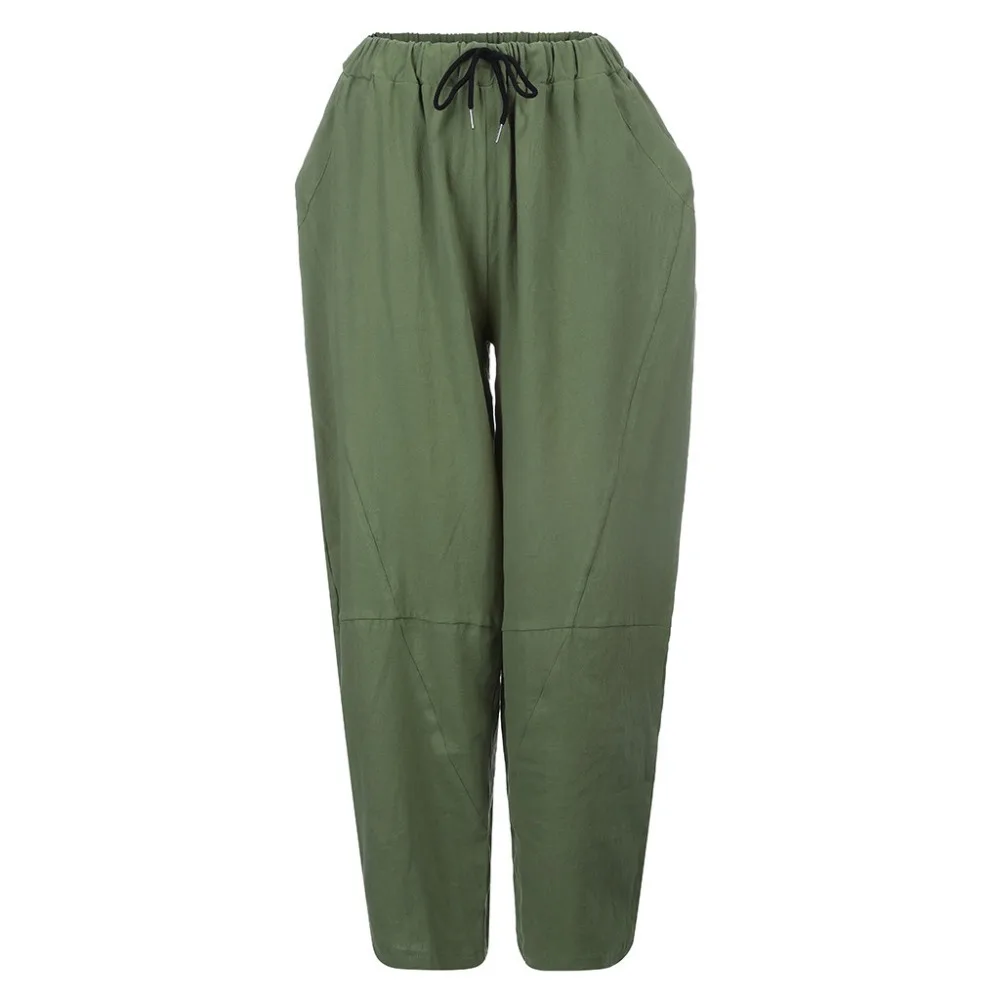 Брюки мужские свободного покроя модные удобные длинные штаны из хлопка и льна