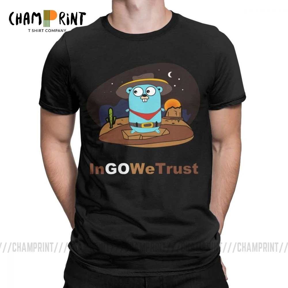 Golang Мужская футболка Gopher In Go мы доверяем программисту Программирование футболка кодер кодирование одежда разработчик забавная футболка