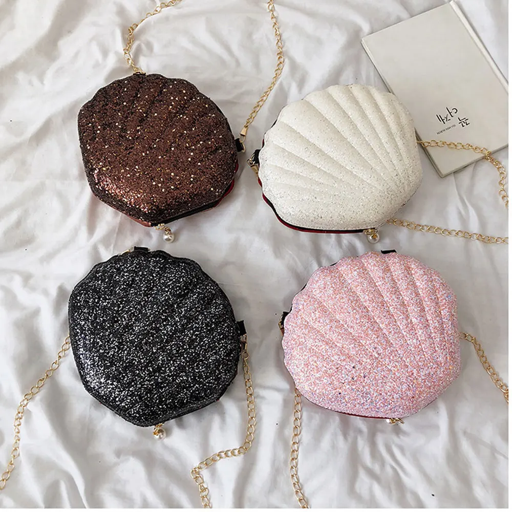 

Mini Small Shell Shoulder Bag for Women Fashion Female Sequins Luxury Handbag Ladies Chain Messenger Bags Evening Party Clutch