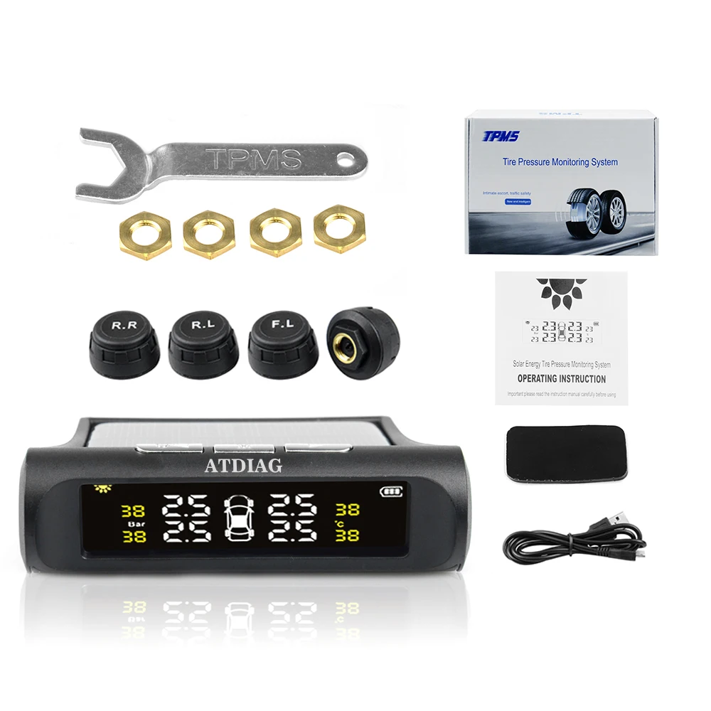 ATDIAG умная Автомобильная TPMS система контроля давления в шинах Солнечная энергия