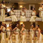 Платье Русалка 2021 цвета шампанского золотистого цвета для подружки невесты Черное женское кружевное шелковое атласное платье на одно плечо для свадебной вечеринки платье для подружки невесты