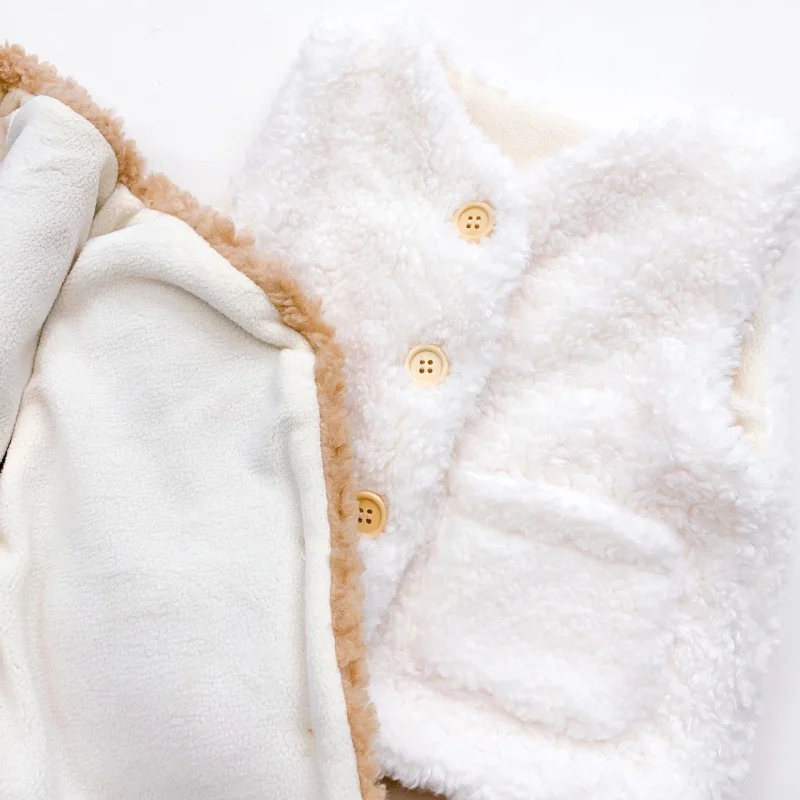 

Autumn Winter Baby Girls Boys Outfit Clothes Fleece Plush Thick Vest Waistcoat Toddler Warm Jacket Infant Tops Outwear Clothing