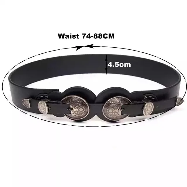 Waist 74-88CM Средневековый пояс с воинами, поясное кольцо, запчасти для костюма для взрослых мужчин, кожаный пояс с кельтской пряжкой, завязанный - Цвет: Waist 74-88CM