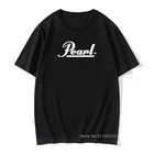 Брендовые мужские футболки с барабаном, летняя Новинка, футболка с жемчугом, винтажная хлопчатобумажная футболка стандартной длины