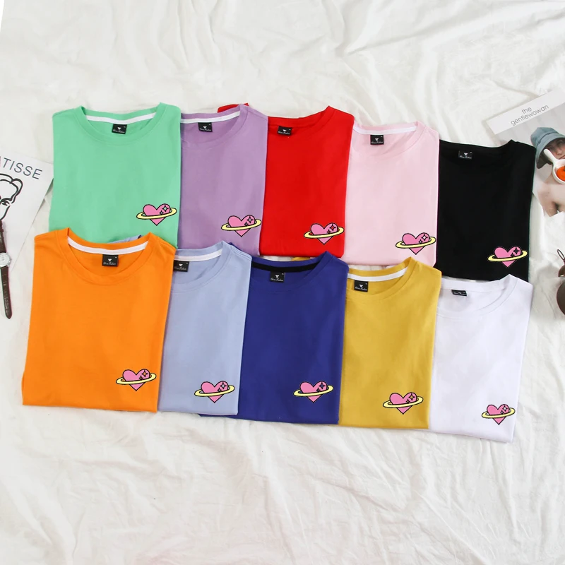 Женская футболка с рисунком в стиле Харадзюку летняя принтом сердца и планеты