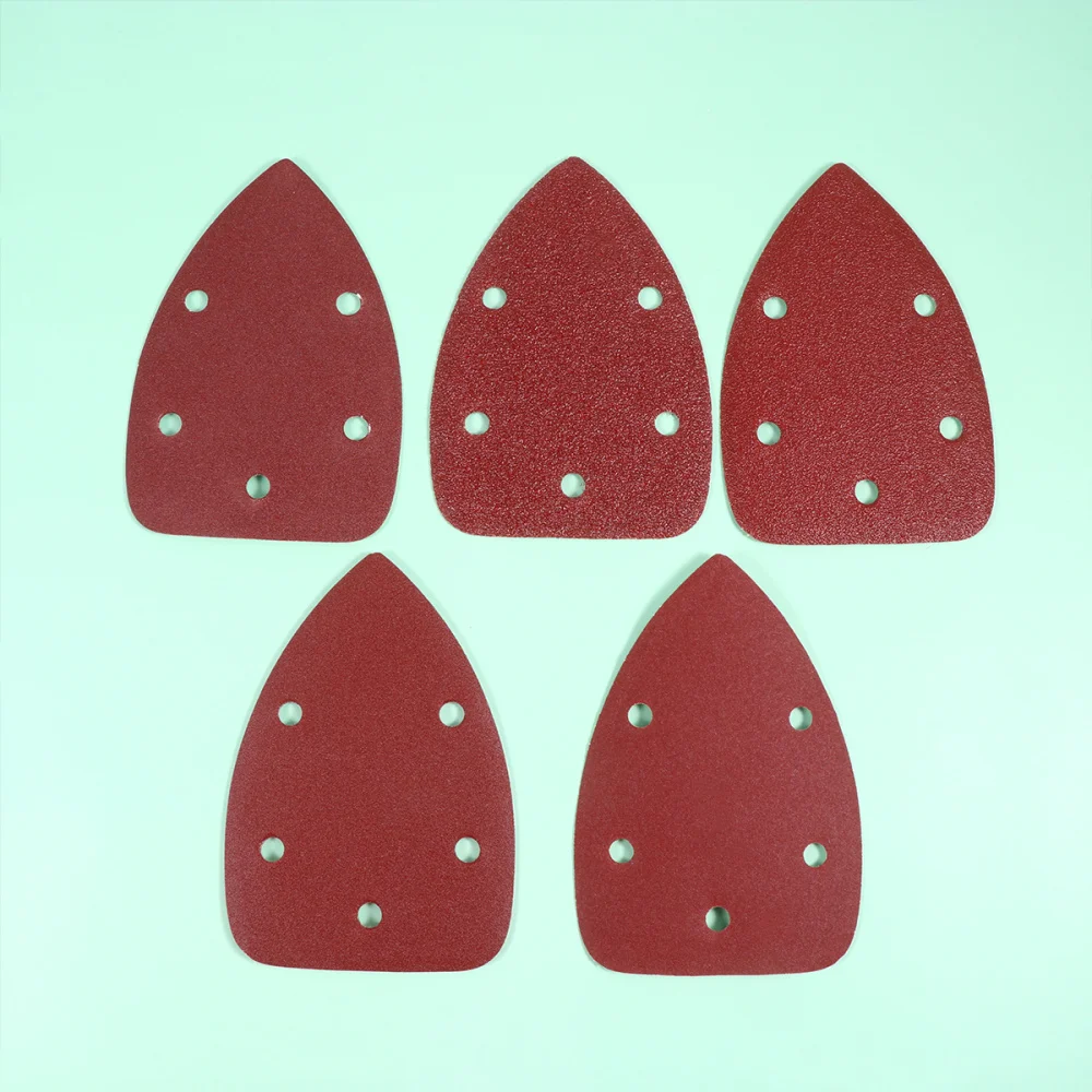 

25Pcs Triangle Sand Paper Triangle Back Sandpaper with Holes Portable Flocking Sandpaper Triangle Polishing Sandpaper (Dark Red