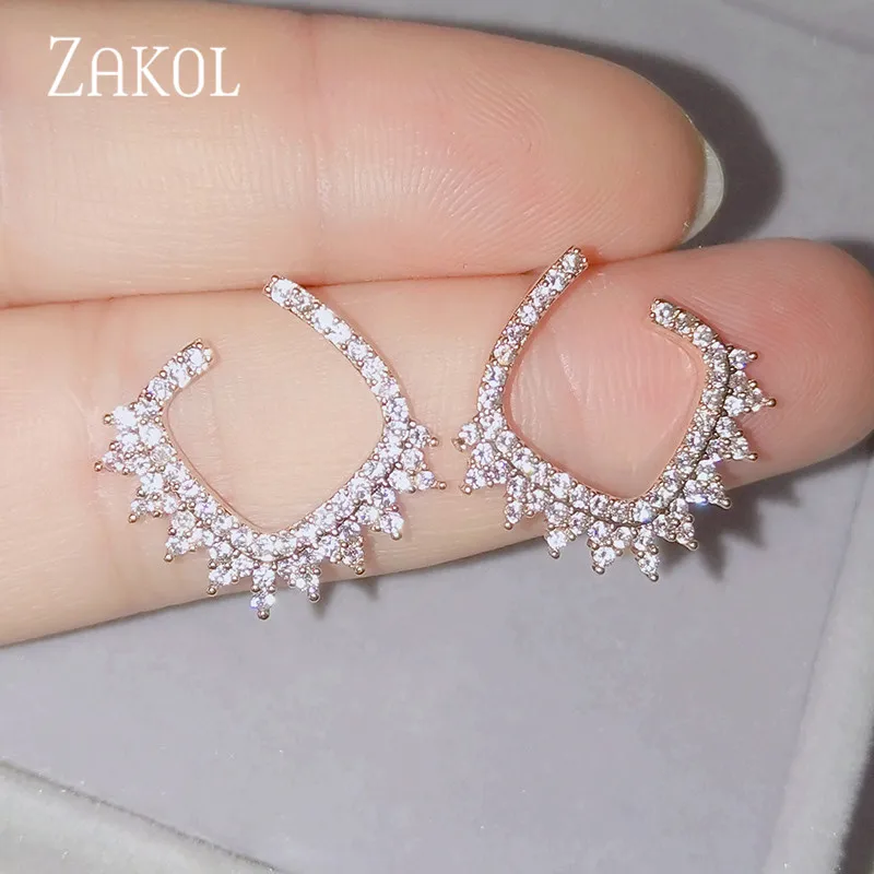 ZAKOL новые трендовые микро инкрустация цирконами Кристалл c образный серьги