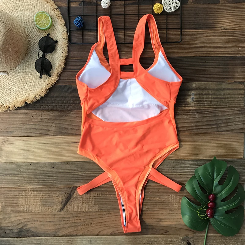 2020 сексуальный спортивный неоновый розовый оранжевый цельный купальник