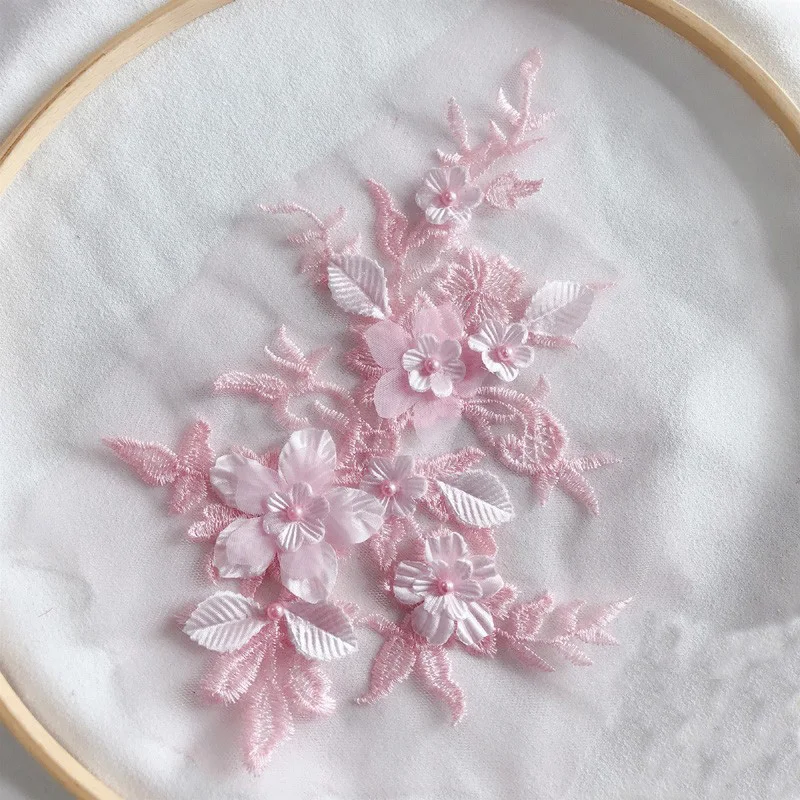 1 шт. цветок 3D кружево аппликация бисером вышитый материал отделка для свадебного
